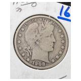 1908-O US BARBER HALF DOLLAR