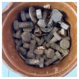 Vintage One Kote Paint Can Filled with Assorted Hex Bolts