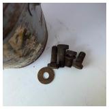 Vintage One Kote Paint Can Filled with Assorted Hex Bolts
