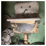 Vintage Cast Iron Wall Mount Utility Sink with Faucet