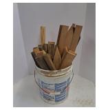 Lot of Assorted Hardwood Lumber Cutoffs in 5 Gallon Bucket