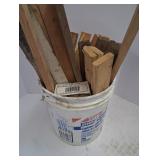 Lot of Assorted Hardwood Lumber Cutoffs in 5 Gallon Bucket