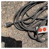 Outdoor Extension Cord with Triple Outlet Adapter