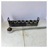 Thorsen 9 Piece 3/4" Drive Socket Set with Ratchet and Metal Holder