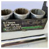Thorsen 9 Piece 3/4" Drive Socket Set with Ratchet and Metal Holder