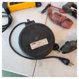 Lot of Jobsite Electrical Accessories with Retractable Extension Reel, Power Strip and Trouble Light