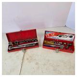 Lot of 2 Vintage 1/4" Drive Socket Sets with Metal Cases