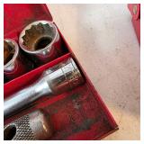 Lot of 2 Vintage 1/4" Drive Socket Sets with Metal Cases
