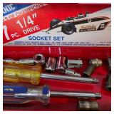 Lot of 2 Vintage 1/4" Drive Socket Sets with Metal Cases