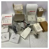 Lot of Assorted HVAC Thermostats, Controls, and Electrical Components