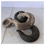 Lot of 2 Heavy Duty Lifting Hooks with Eye Ends