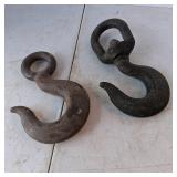 Lot of 2 Heavy Duty Lifting Hooks with Eye Ends