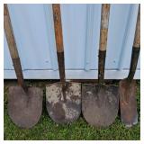 Lot of 4 Long Handle Garden Shovels and Spades