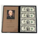 2003 Green Seal $2 Dollar Notes Uncut Sheet