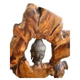 DN - Buddha Head Wood Sculpture 21 in Tall