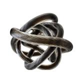 DN-Contemporary Decor Sculpture Trio Marble Sphere, Art Glass Knot & Heart Paperweight