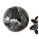 DN-Contemporary Decor Sculpture Trio Marble Sphere, Art Glass Knot & Heart Paperweight