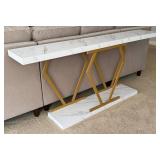 LR - Console Table Faux Marble Gold Base