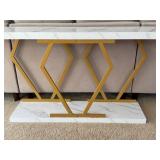 LR - Console Table Faux Marble Gold Base