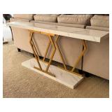LR - Console Table Faux Marble Gold Base