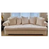 DN - Vintage Upholstered Sofa Neutral Fabric Couch