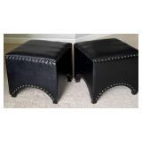 MBR - Faux Leather Ottoman Pair With Nailhead Trim