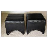 MBR - Faux Leather Ottoman Pair With Nailhead Trim