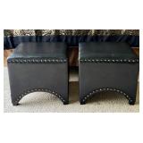 MBR - Faux Leather Ottoman Pair With Nailhead Trim