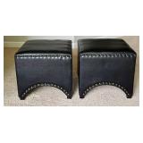 MBR - Faux Leather Ottoman Pair With Nailhead Trim