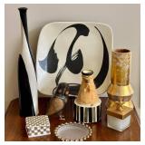 DN - Home Decor Mixed Lot Hand-Painted California Wall Plate & Accent Vases