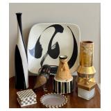 DN - Home Decor Mixed Lot Hand-Painted California Wall Plate & Accent Vases