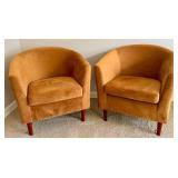 DN - Barrel Back Chairs - Decorative Rust Pair