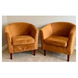 DN - Barrel Back Chairs - Decorative Rust Pair