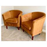 DN - Barrel Back Chairs - Decorative Rust Pair