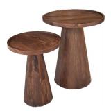 LR - Accent Tables - Pair of Pedestal Wood Tables