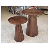 LR - Accent Tables - Pair of Pedestal Wood Tables
