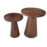 LR - Accent Tables - Pair of Pedestal Wood Tables