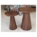 LR - Accent Tables - Pair of Pedestal Wood Tables