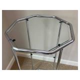 O - Glass Etagere - Chrome Display Stand
