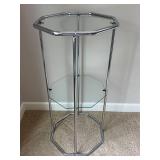 O - Glass Etagere - Chrome Display Stand