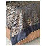 King Bedding Set Black & Gold Damask Comforter With Pillows