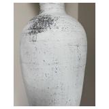 E - Decorative Floor Vase Distressed White Urn 32 in