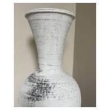 E - Decorative Floor Vase Distressed White Urn 32 in