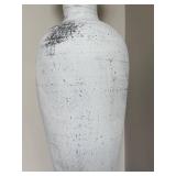 E - Decorative Floor Vase Distressed White Urn 32 in