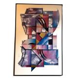 GLL - Abstract Art Print Signed Foil Accents Framed