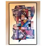 GLL - Abstract Art Print Signed Foil Accents Framed