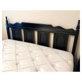 LL - Queen Bed Frame Black Painted Wooden Headboard With Bedding Ensemble