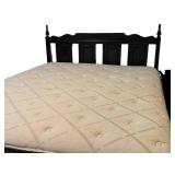 LL - Queen Bed Frame Black Painted Wooden Headboard With Bedding Ensemble