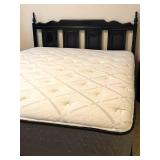 LL - Queen Bed Frame Black Painted Wooden Headboard With Bedding Ensemble