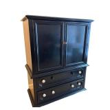 LL - Vintage Dresser Cabinet Bassett Furniture Black Painted